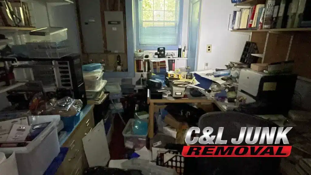 Cluttered room filled with junk